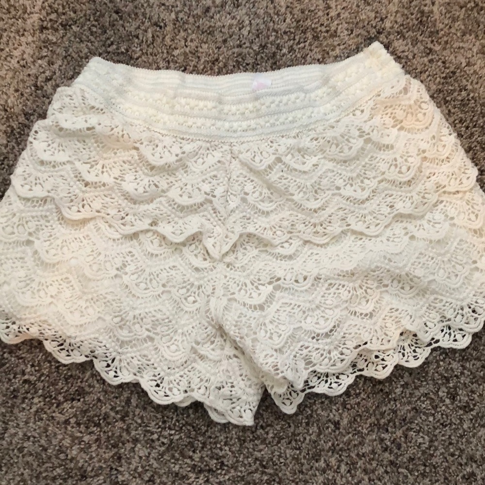 White lace justice shorts (size 18)
